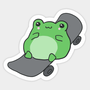 Cute Fat Frog on Skateboard, Kawaii Cottagecore Aesthetic for Skateboarding Fans, Funny Chubby Skater Froge Sticker